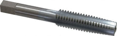 Made in USA - 1/2-13 UNC 3B 4 Flute Chrome Finish High Speed Steel Straight Flute Standard Hand Tap - Taper, Right Hand Thread, 3-3/8" OAL, 1-21/32" Thread Length, H3 Limit, Oversize - Exact Tooling