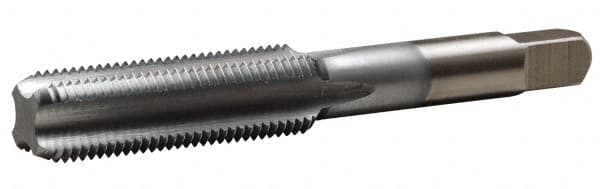 Made in USA - 1/4-28 UNF 4 Flute Chrome Finish High Speed Steel Straight Flute Standard Hand Tap - Bottoming, Right Hand Thread, 2-1/2" OAL, 1" Thread Length, H2 Limit, Oversize - Exact Tooling