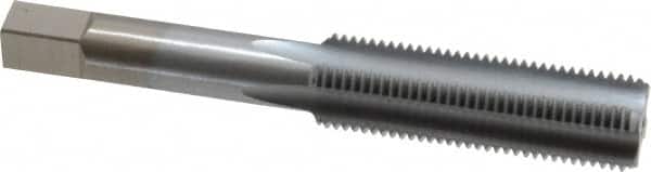 Made in USA - 1/2-20 UNF 3B 4 Flute Chrome Finish High Speed Steel Straight Flute Standard Hand Tap - Bottoming, Right Hand Thread, 3-3/8" OAL, 1-21/32" Thread Length, H3 Limit, Oversize - Exact Tooling