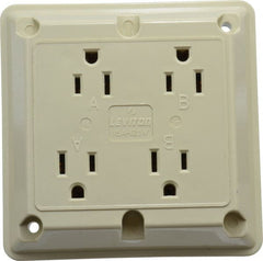 Leviton - 125 VAC, 15 Amp, 5-15R NEMA Configuration, Ivory, Specification Grade, Self Grounding Fourplex Receptacle - 1 Phase, 2 Poles, 3 Wire, Flush Mount, Chemical, Corrosion and Impact Resistant - Exact Tooling