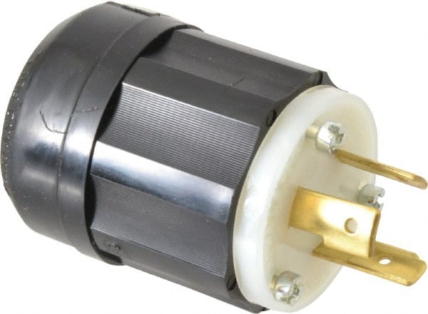 Leviton - 480 VAC, 20 Amp, L8-20P Configuration, Industrial Grade, Self Grounding Plug - 1 Phase, 2 Poles, 0.385 to 0.78 Inch Cord Diameter - Exact Tooling