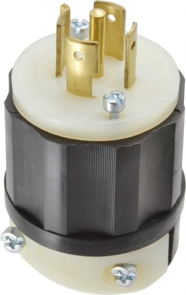 Leviton - 120/208 VAC, 20 Amp, L21-20P Configuration, Industrial Grade, Self Grounding Plug - 3 Phase, 4 Poles, 0.595 to 0.895 Inch Cord Diameter - Exact Tooling
