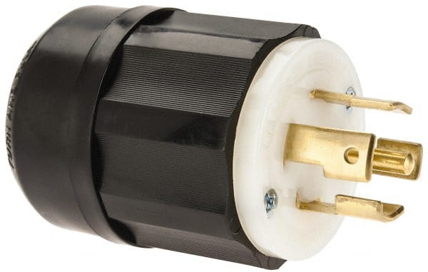 Leviton - 277/480 VAC, 30 Amp, L22-30P Configuration, Industrial Grade, Self Grounding Plug - 3 Phase, 4 Poles, 0.595 to 1.15 Inch Cord Diameter - Exact Tooling