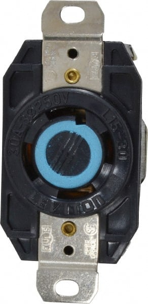 Leviton - 250 VAC, 30 Amp, L15-30R NEMA, Self Grounding Receptacle - 3 Poles, 4 Wire, Female End, Black - Exact Tooling