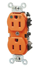 Leviton - 125 VAC, 20 Amp, 5-20R NEMA Configuration, Orange, Hospital Grade, Self Grounding Duplex Receptacle - 1 Phase, 2 Poles, 3 Wire, Flush Mount, Impact Resistant - Exact Tooling