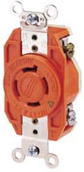 Leviton - 250 VAC, 20 Amp, L6-20R NEMA Configuration, Orange, Industrial Grade, Isolated Ground Single Receptacle - 1 Phase, 2 Poles, 3 Wire, Flush Mount - Exact Tooling
