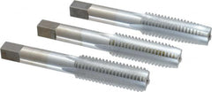 Made in USA - 9/16-12 UNC, 4 Flute, Bottoming, Plug & Taper, Chrome Finish, High Speed Steel Tap Set - Right Hand Cut, 3-19/32" OAL, 1-21/32" Thread Length, 2B/3B Class of Fit - Exact Tooling