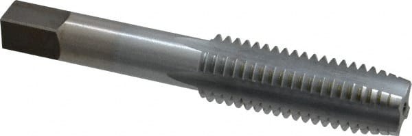 Made in USA - 5/8-11 UNC 3B 4 Flute Chrome Finish High Speed Steel Straight Flute Standard Hand Tap - Plug, Right Hand Thread, 3-13/16" OAL, 1-13/16" Thread Length, H3 Limit, Oversize - Exact Tooling