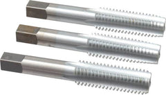 Made in USA - 5/8-11 UNC, 4 Flute, Bottoming, Plug & Taper, Chrome Finish, High Speed Steel Tap Set - Right Hand Cut, 3-13/16" OAL, 1-13/16" Thread Length, 2B/3B Class of Fit - Exact Tooling