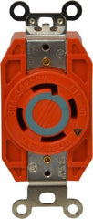 Leviton - 250 VAC, 30 Amp, L15-30R NEMA Configuration, Orange, Industrial Grade, Isolated Ground Single Receptacle - 3 Phase, 3 Poles, 4 Wire, Flush Mount - Exact Tooling