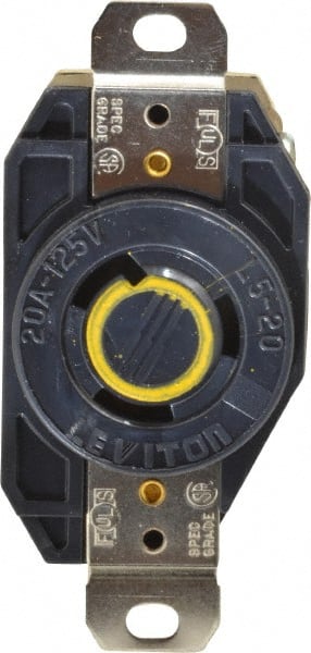 Leviton - 125 VAC, 20 Amp, L5-20R NEMA, Self Grounding Receptacle - 2 Poles, 3 Wire, Female End, Black - Exact Tooling