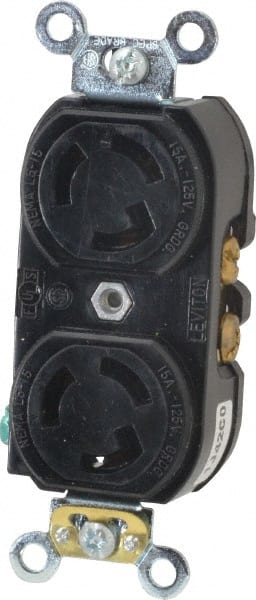 Leviton - 125 VAC, 15 Amp, L5-15R NEMA, Self Grounding Receptacle - 2 Poles, 3 Wire, Female End, Black - Exact Tooling