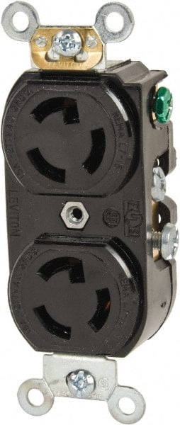 Leviton - 277 VAC, 15 Amp, L7-15R NEMA, Self Grounding Receptacle - 2 Poles, 3 Wire, Female End, Black - Exact Tooling