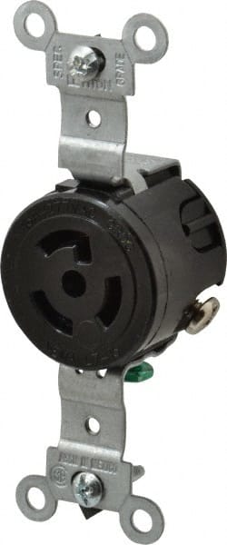 Leviton - 277 VAC, 15 Amp, L7-15R NEMA, Self Grounding Receptacle - 2 Poles, 3 Wire, Female End, Black - Exact Tooling