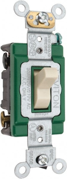 Leviton - 3 Pole, 120 to 277 VAC, 30 Amp, Industrial Grade, Toggle, Wall and Dimmer Light Switch - 1.31 Inch Wide x 4.06 Inch High - Exact Tooling