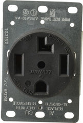 Leviton - 125/250 VAC, 30 Amp, 14-30R NEMA Configuration, Black, Industrial Grade, Self Grounding Single Receptacle - 1 Phase, 3 Poles, 4 Wire, Flush Mount, Corrosion Resistant - Exact Tooling