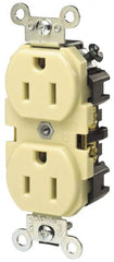 Hubbell Wiring Device-Kellems - 250 VAC, 15 Amp, 6-15R NEMA Configuration, Brown, Specification Grade, Self Grounding Duplex Receptacle - 1 Phase, 2 Poles, 3 Wire, Flush Mount - Exact Tooling
