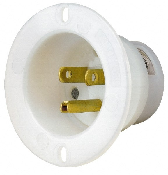 Leviton - 125 VAC, 15 Amp, 5-15P NEMA Configuration, White, Industrial Grade, Self Grounding Single Receptacle - 1 Phase, 2 Poles, 3 Wire, Flush Mount, Corrosion and Impact Resistant - Exact Tooling