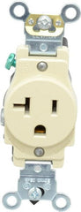 Leviton - 125 VAC, 20 Amp, 5-20R NEMA Configuration, Ivory, Industrial Grade, Self Grounding Single Receptacle - 1 Phase, 2 Poles, 3 Wire, Flush Mount, Impact and Tamper Resistant - Exact Tooling