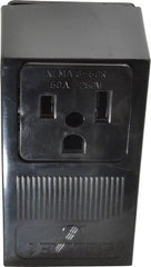 Leviton - 250 VAC, 50 Amp, 6-50R NEMA Configuration, Black, Industrial Grade, Self Grounding Single Receptacle - 1 Phase, 2 Poles, 3 Wire, Tamper Resistant - Exact Tooling