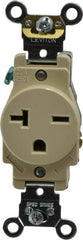 Leviton - 250 VAC, 20 Amp, 6-20R NEMA Configuration, Ivory, Industrial Grade, Self Grounding Single Receptacle - 1 Phase, 2 Poles, 3 Wire, Flush Mount, Impact and Tamper Resistant - Exact Tooling