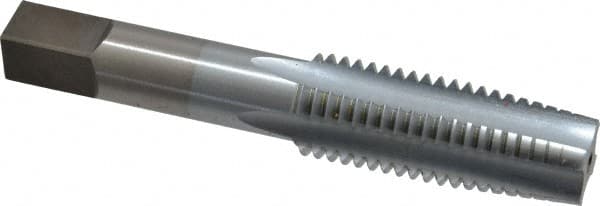 Made in USA - 3/4-10 UNC 4 Flute Chrome Finish High Speed Steel Straight Flute Standard Hand Tap - Taper, Right Hand Thread, 4-1/4" OAL, 2" Thread Length, H3 Limit, Oversize - Exact Tooling
