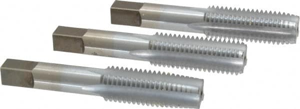 Made in USA - 3/4-10 UNC, 4 Flute, Bottoming, Plug & Taper, Chrome Finish, High Speed Steel Tap Set - Right Hand Cut, 4-1/4" OAL, 2" Thread Length, 2B/3B Class of Fit - Exact Tooling
