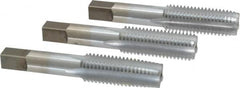 Made in USA - 3/4-10 UNC, 4 Flute, Bottoming, Plug & Taper, Chrome Finish, High Speed Steel Tap Set - Right Hand Cut, 4-1/4" OAL, 2" Thread Length, 2B/3B Class of Fit - Exact Tooling
