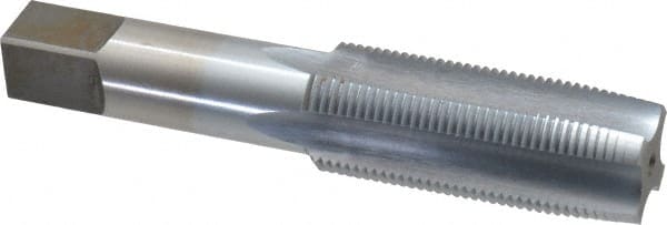 Made in USA - 1-14 UNS 3B 4 Flute Chrome Finish High Speed Steel Straight Flute Standard Hand Tap - Taper, Right Hand Thread, 5-1/8" OAL, 2-1/2" Thread Length, H4 Limit, Oversize - Exact Tooling