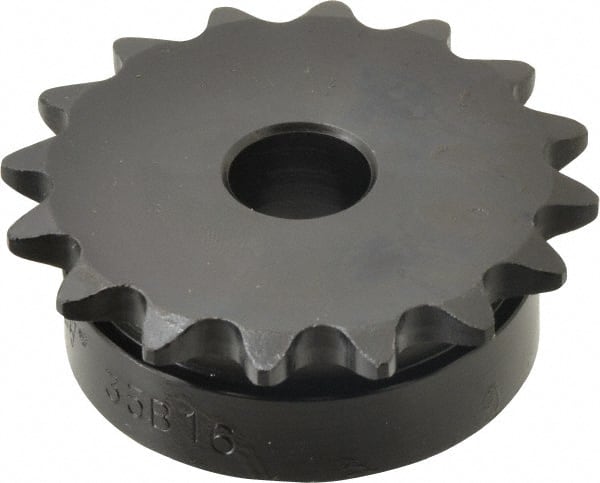 Browning - 16 Teeth, 3/8" Chain Pitch, Chain Size 35, Min Plain Bore Sprocket - 1/2" Bore Diam, 1.922" Pitch Diam, 2.1" Outside Diam - Exact Tooling