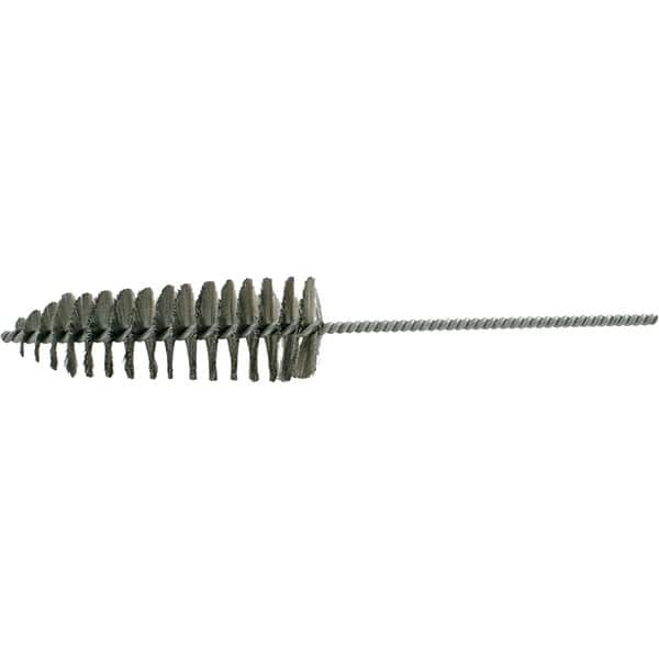 Brush Research Mfg. - 2-1/4" Diam Helical Stainless Steel Tube Brush - Single Spiral, 0.006" Filament Diam, 6-1/2" Brush Length, 14" OAL, 0.245" Diam Galvanized Steel Shank - Exact Tooling