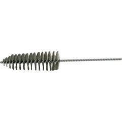 Brush Research Mfg. - 2-1/4" Diam Helical Stainless Steel Tube Brush - Single Spiral, 0.006" Filament Diam, 6-1/2" Brush Length, 14" OAL, 0.245" Diam Galvanized Steel Shank - Exact Tooling