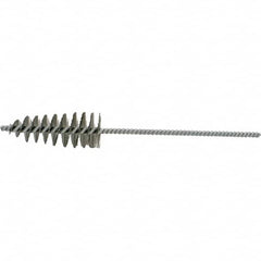 Brush Research Mfg. - 1.2" Diam Helical Stainless Steel Tube Brush - Single Spiral, 0.006" Filament Diam, 2-1/8" Brush Length, 10-1/2" OAL, 0.245" Diam Plastic Handle Shank - Exact Tooling