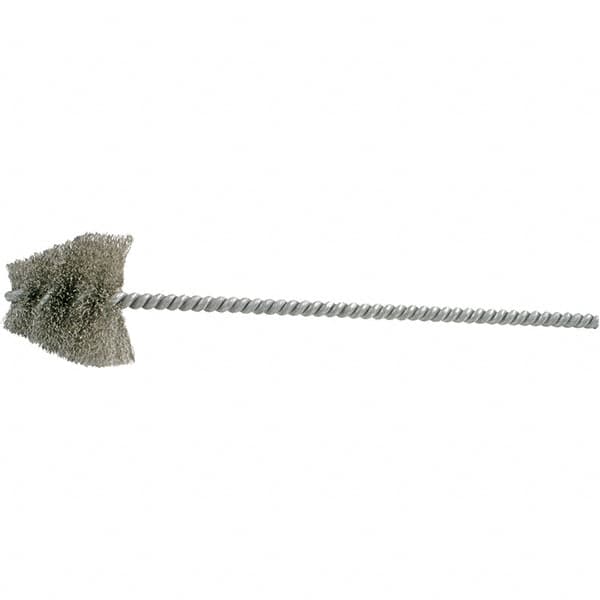 Brush Research Mfg. - 2.188" Diam Helical Stainless Steel Tube Brush - Single Spiral, 0.008" Filament Diam, 1-3/4" Brush Length, 10" OAL, 0.292" Diam Galvanized Steel Shank - Exact Tooling