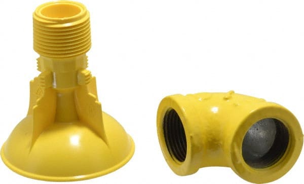 Bradley - Plastic Plumbed Wash Station SpinTec Drench Showerhead - Includes 1" 90° Elbow & Internal 23 GPM Flow Restrictor - Exact Tooling