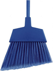 O-Cedar - 12" Wide, Blue Polypropylene Bristles, 48" Metal Handle, Angled Broom - Flagged - Exact Tooling
