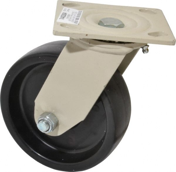 Value Collection - 6" Diam x 2" Wide x 7-1/2" OAH Top Plate Mount Swivel Caster - Polypropylene, 750 Lb Capacity, Roller Bearing, 4 x 4-1/2" Plate - Exact Tooling