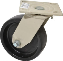 Value Collection - 6" Diam x 2" Wide x 7-1/2" OAH Top Plate Mount Swivel Caster - Polypropylene, 750 Lb Capacity, Roller Bearing, 4 x 4-1/2" Plate - Exact Tooling