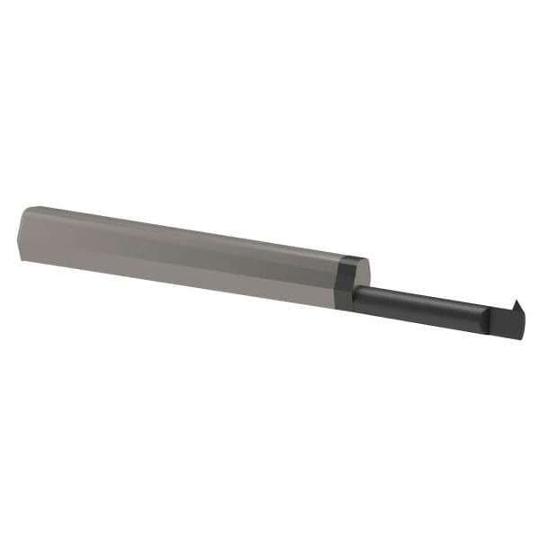 Scientific Cutting Tools - 0.4" Cutting Depth, 24 to 56 TPI, 0.12" Diam, Internal Thread, Solid Carbide, Single Point Threading Bar - AlTiN+ Finish, 2" OAL, 3/16" Shank Diam, 0.03" Projection from Edge, 60° Profile Angle - Exact Tooling