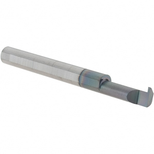 Scientific Cutting Tools - 0.0305" Groove Width, 1/4" Min Hole Diam, 5/8" Max Hole Depth, Retaining Ring Grooving Tool - 0.06" Projection, 1-7/8" Shank Length, 2-1/2" OAL, Solid Carbide, AlTiN+ Finish - Exact Tooling