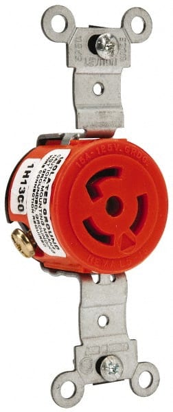 Leviton - 125 VAC, 15 Amp, 5-15R NEMA, Self Grounding Receptacle - 2 Poles, 3 Wire, Female End, Orange - Exact Tooling