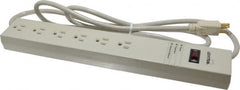 Leviton - 6 Outlets, 120 Volts, 15 Amps, 6' Cord, Power Outlet Strip - Free Hanging Mount, 5-15R NEMA Configuration, 15.06" Strip, cULus, UL Listed File 1449 - Exact Tooling