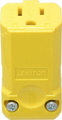 Leviton - 125 VAC, 15 Amp, 5-15R NEMA, Valise, Self Grounding, Industrial Grade Connector - 2 Pole, 3 Wire, 1 Phase, Nylon, Yellow - Exact Tooling