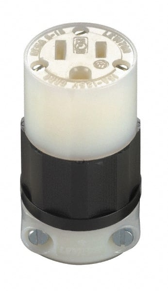 Leviton - 125 VAC, 15 Amp, 5-15R NEMA, Straight, Self Grounding, Industrial Grade Connector - 2 Pole, 3 Wire, 1 Phase, Nylon, Black, White - Exact Tooling