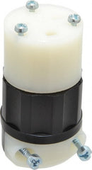 Leviton - 250 VAC, 15 Amp, 6-15R NEMA, Straight, Self Grounding, Industrial Grade Connector - 2 Pole, 3 Wire, 1 Phase, Nylon, Black, White - Exact Tooling
