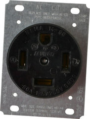 Leviton - 125/250 VAC, 60 Amp, 14-60R NEMA Configuration, Black, Industrial Grade, Self Grounding Single Receptacle - 1 Phase, 3 Poles, 4 Wire, Flush Mount, Tamper Resistant - Exact Tooling