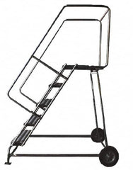 Ballymore - 83" 5 Step Ladder - Rolling Safety Ladder, 300 Lb Capacity, 50" Platform Height, 24" Base Width x 43" Depth, Heavy-Duty Serrated Grating - Exact Tooling