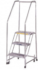 Ballymore - 68" 4 Step Ladder - Rolling Safety Ladder, 300 Lb Capacity, 38" Platform Height, 30" Base Width x 31" Depth, Heavy-Duty Serrated Grating - Exact Tooling
