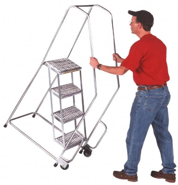 Ballymore - 49" 2 Step Ladder - 300 Lb Capacity, 19" Platform Height, 30" Base Width x 19" Depth, Heavy-Duty Serrated Grating - Exact Tooling