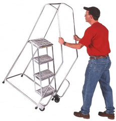 Ballymore - 49" 2 Step Ladder - 300 Lb Capacity, 19" Platform Height, 30" Base Width x 19" Depth, Heavy-Duty Serrated Grating - Exact Tooling